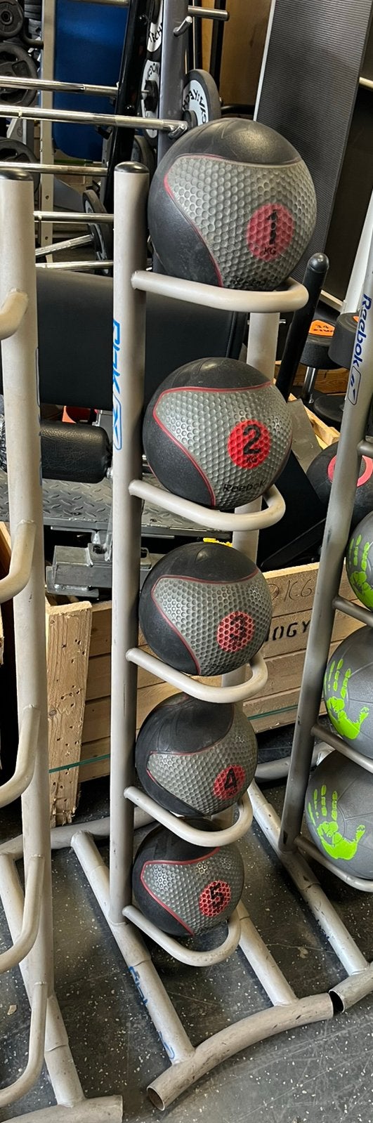 Reebok medicine ballen 1-5 kg met rek, Sport en Fitness, Fitnessmaterialen, Gebruikt, Reebok, Fitnessbal, Met rek