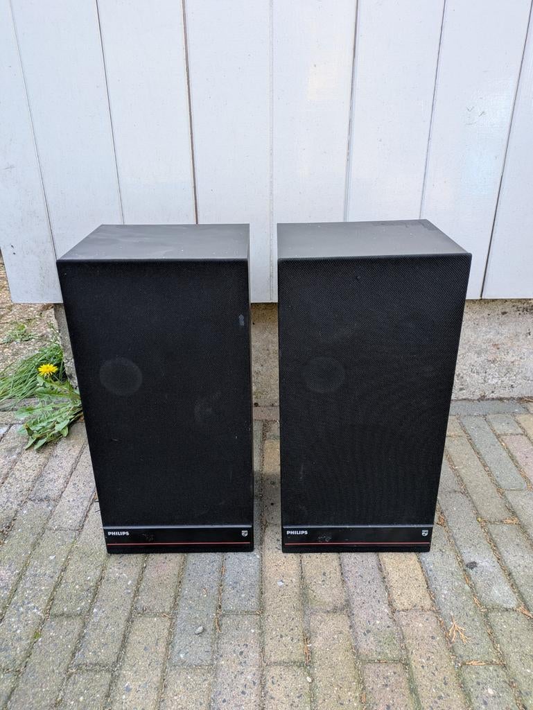 Philips Luidsprekers Retro Vintage Speakers Jaren 70, Ophalen of Verzenden, Minder dan 60 watt, Front, Rear of Stereo speakers