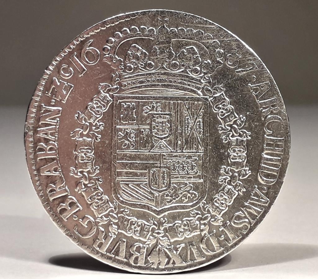 Antiek Zilveren Munt Patagon 1687, 1 gulden, Vóór koninkrijk, Verzenden, Zilver