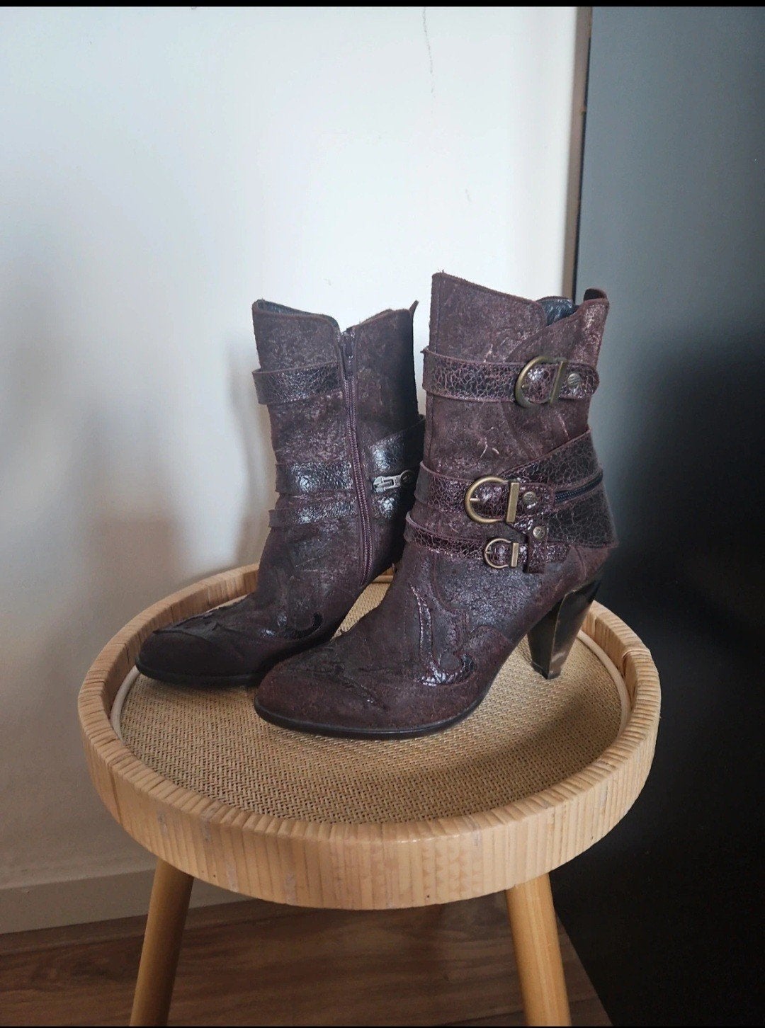 New Rock leren laarzen, Kleding | Dames, Hoge laarzen, Bruin, Ophalen of Verzenden, Zo goed als nieuw
