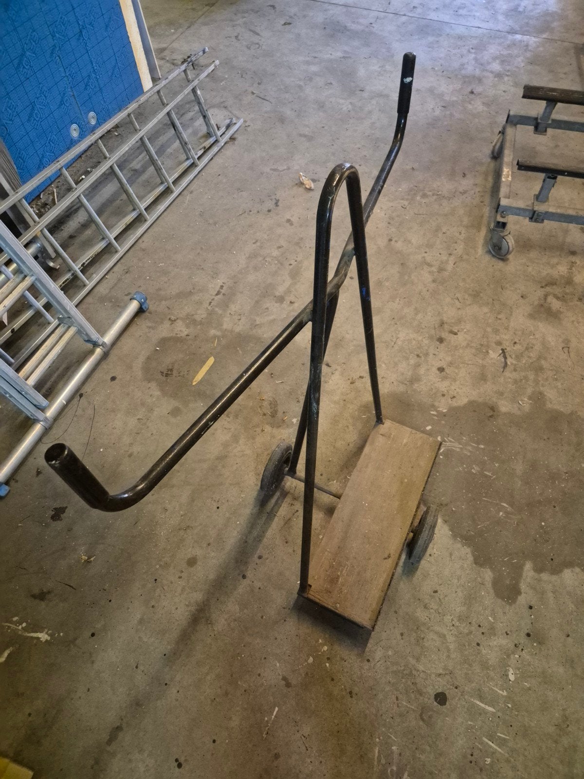 Stevige platenwagen met houten platform, Ophalen, Gebruikt