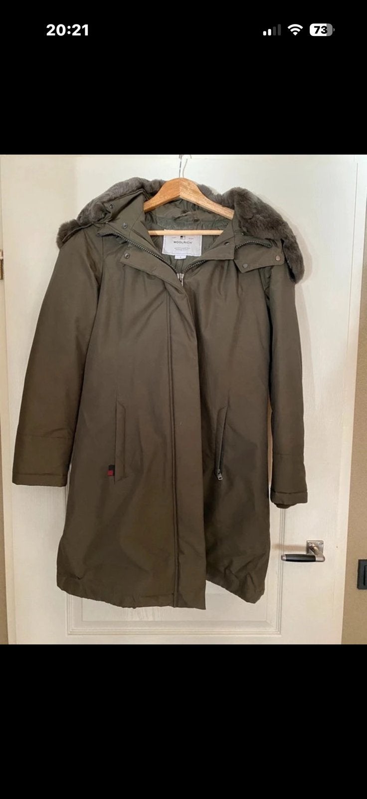 Woolrich jas khaki S, Ophalen of Verzenden, Zo goed als nieuw, Maat 36 (S), Groen