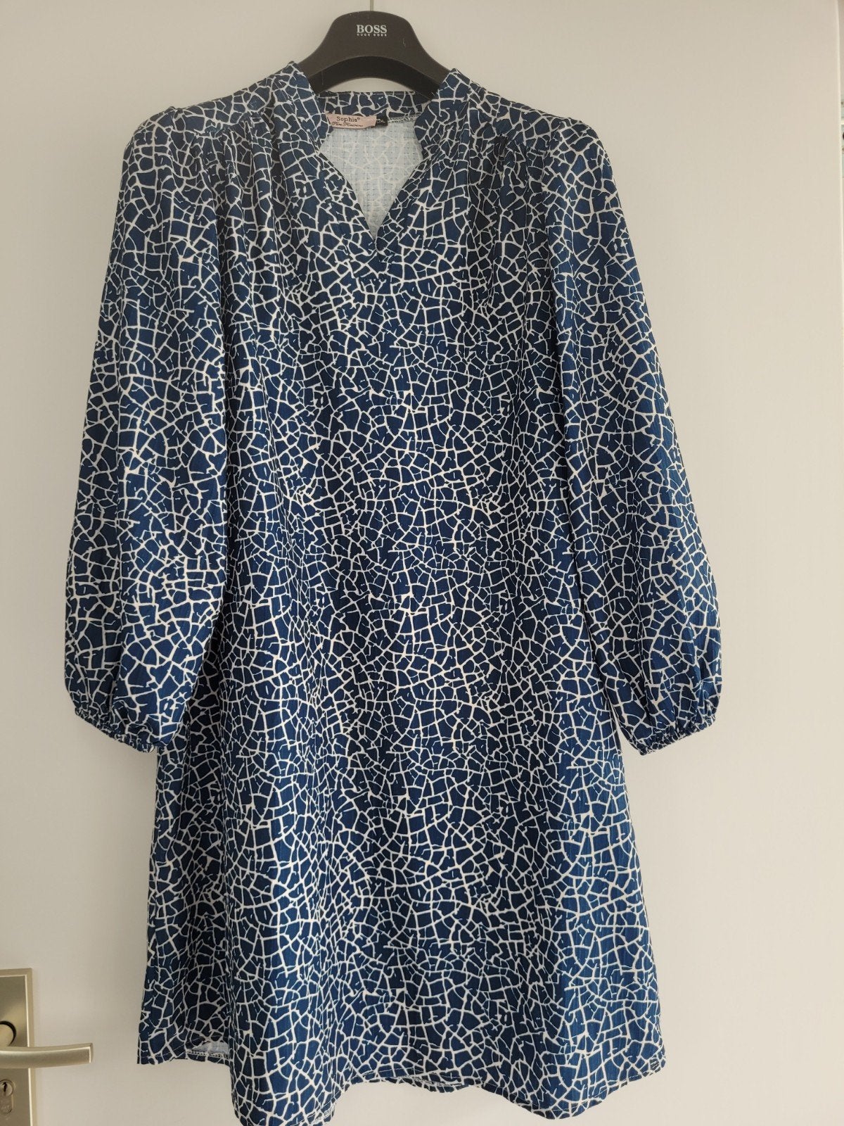 Sophia Jurk Blauw/Wit Patroon Maat L/XL, Blauw, Sophia, Maat 46/48 (XL) of groter, Ophalen of Verzenden