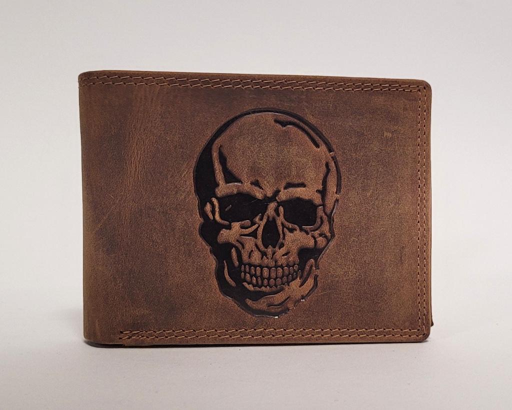 Skull schedel portemonnee van echt leer bruin portefeuille, Sieraden, Tassen en Uiterlijk, Portemonnees, Info@deconoord.nl, Bruin