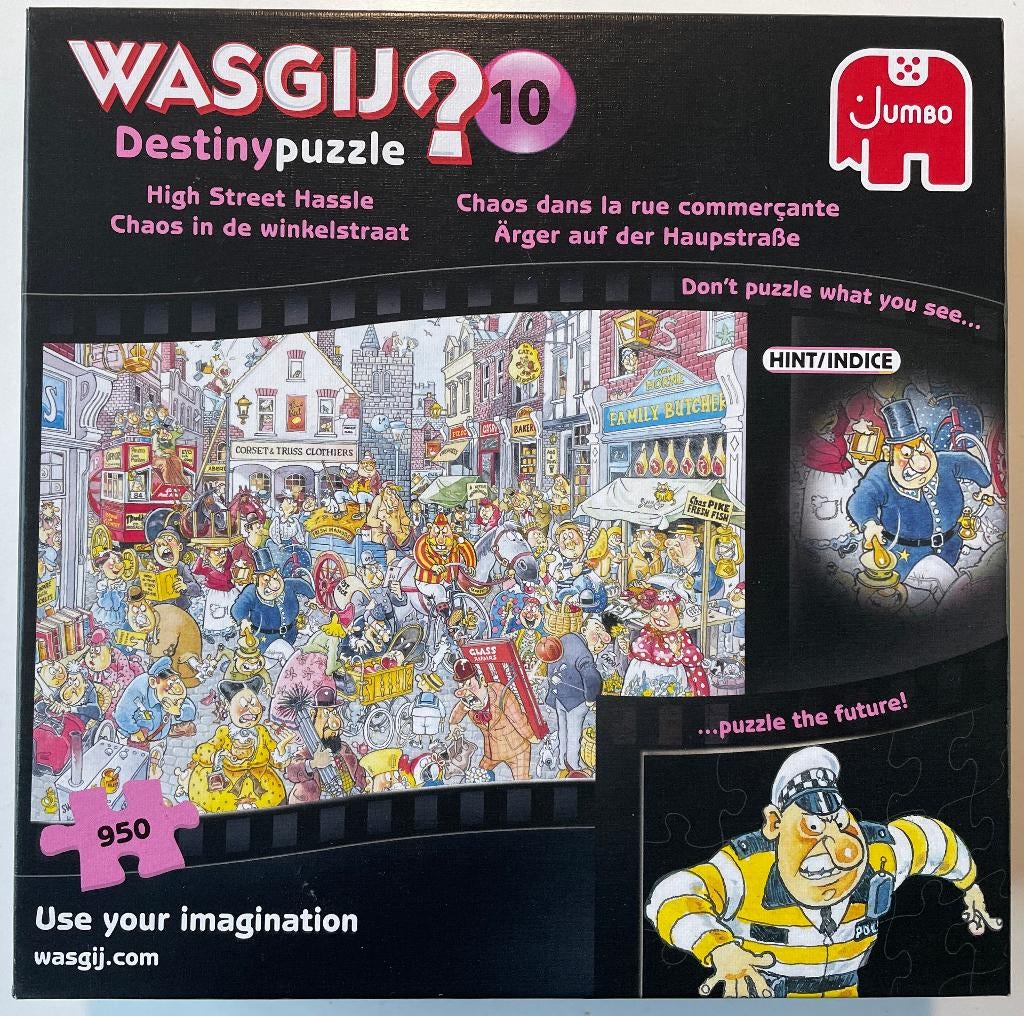 Wasgij Destiny 10, Chaos in de Winkelstraat (950 stukjes), Hobby en Vrije tijd, Denksport en Puzzels, Ophalen of Verzenden, 500 t/m 1500 stukjes