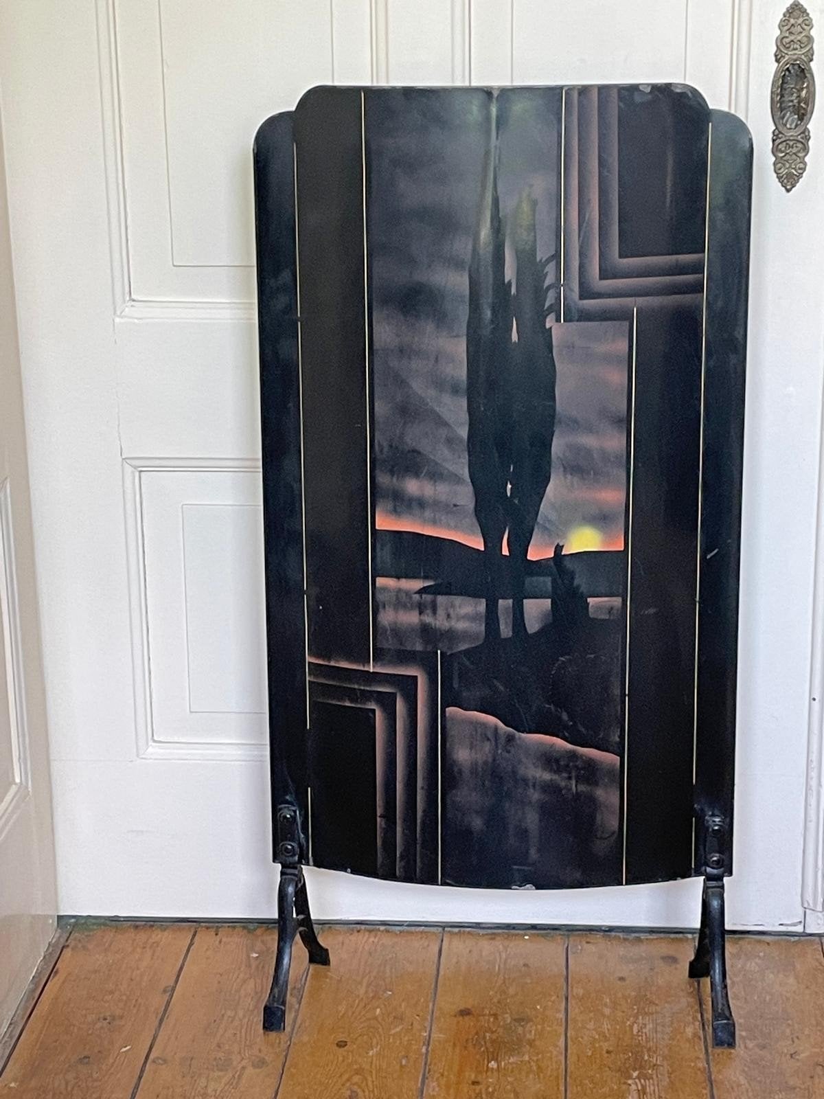 Antiek art seco haardscherm vintage 1920 1930 1940, Ophalen, Gebruikt, Vrijstaande haard