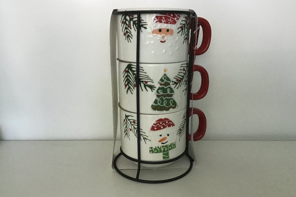 Kerstbeker 3x in houder *NIEUW*, Ophalen of Verzenden, Nieuw