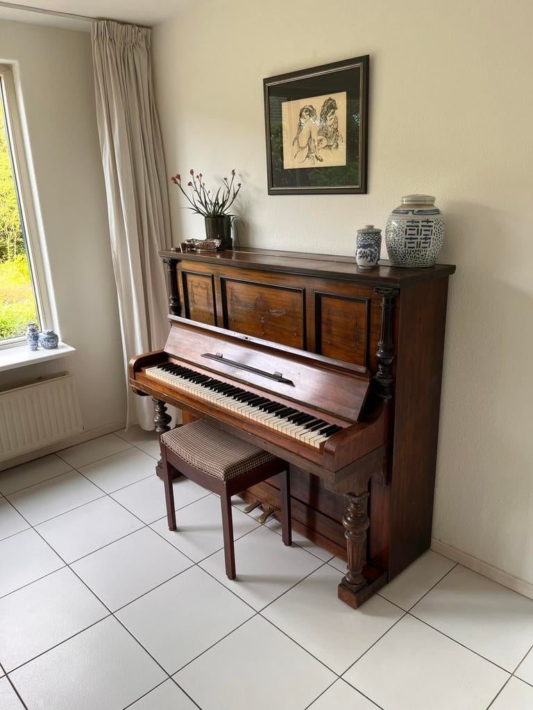 Klassieke piano, Muziek en Instrumenten, Piano's, Ophalen, Gebruikt, Bruin, Piano