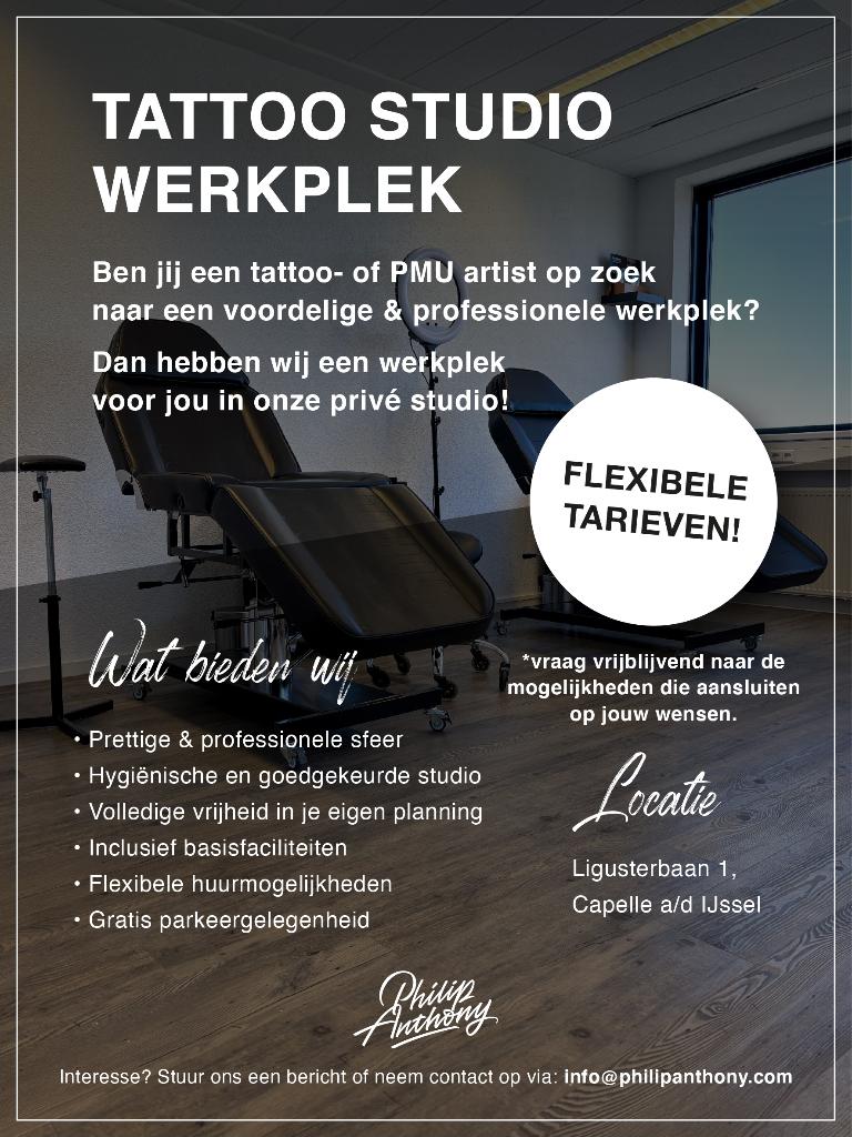 Tattoo/PMU werkplek te huur - Capelle a/d IJssel, Huizen en Kamers, 20 tot 35 m², Rotterdam