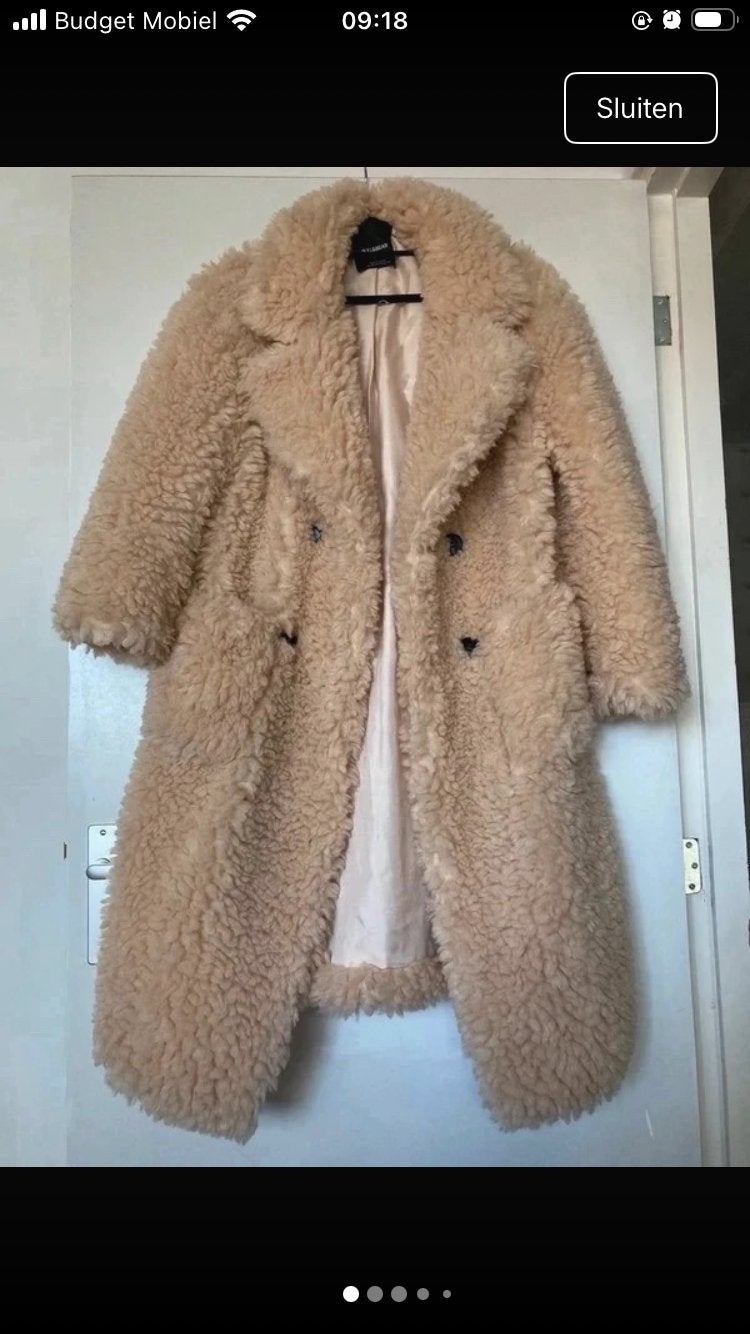 Pull&Bear oversized Teddy Jas - Beige - Maat XS, Ophalen, Zo goed als nieuw, Maat 34 (XS) of kleiner, Beige