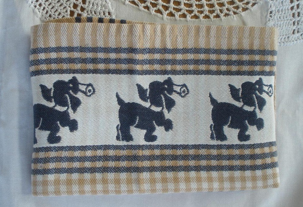 Vintage DDDDD theedoek - Hondjes / nr.48, Ophalen of Verzenden, Zo goed als nieuw, Overige kleuren, Theedoek of Handdoek