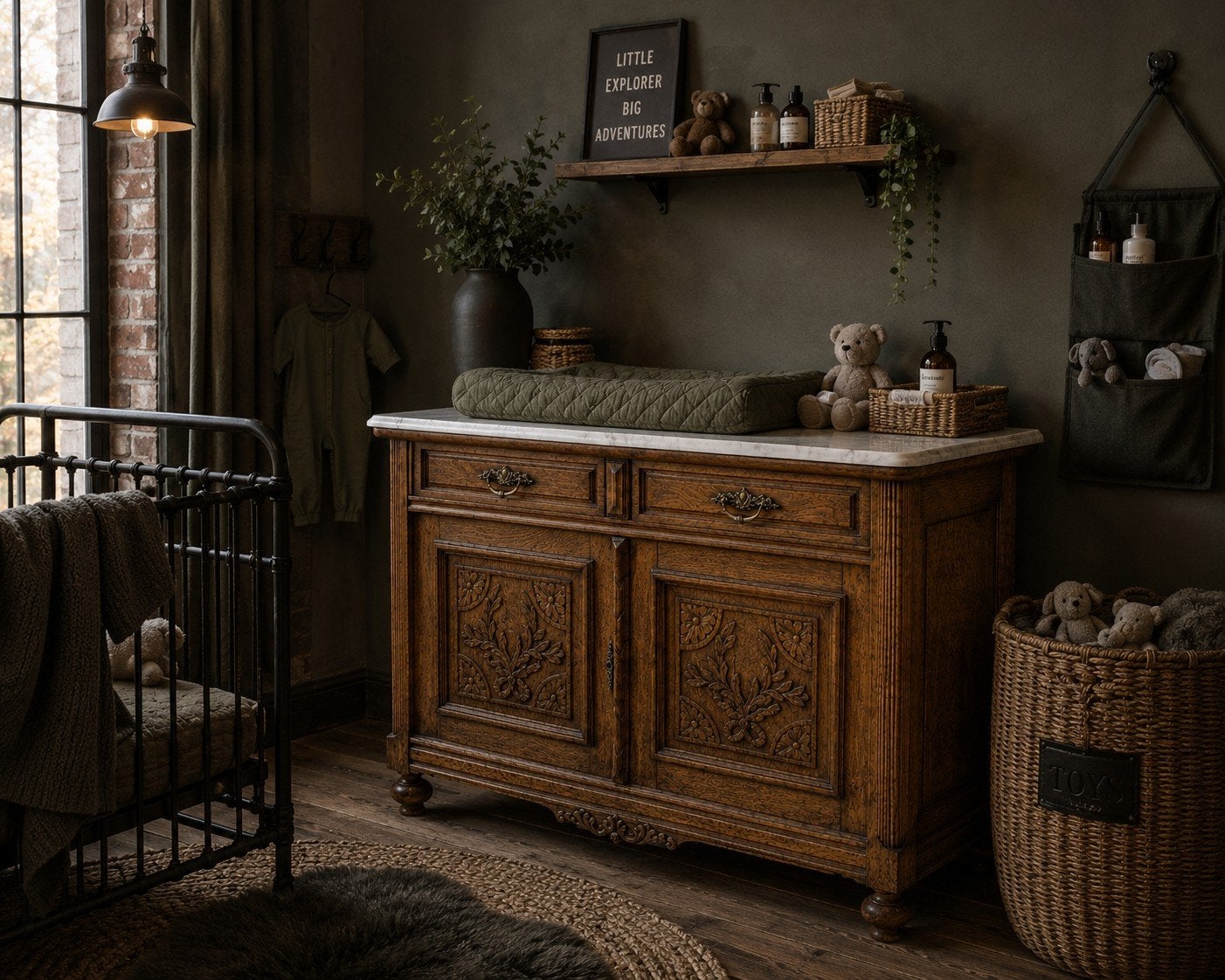 Baby commode marmer blad dressoir antiek eiken vintage kast, 50 tot 70 cm, Ophalen of Verzenden, 90 tot 105 cm, 100 cm of meer