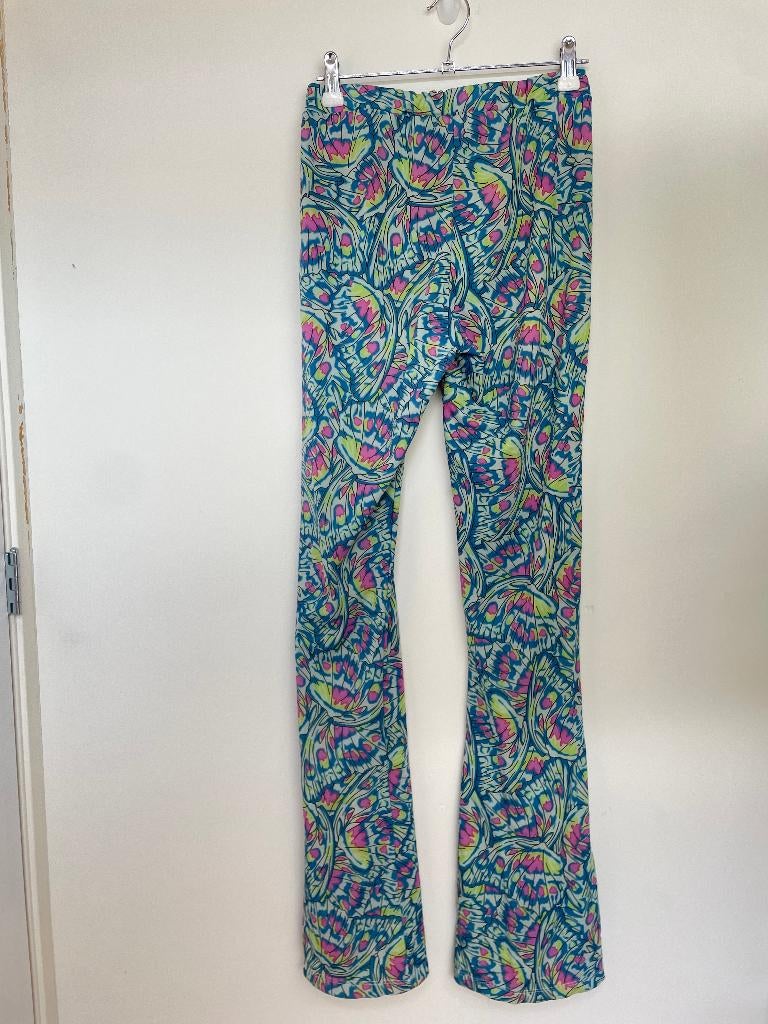 Studio Amaya pull on broek maat XS flaired retroprint roze, Klantenservice@studio-amaya.com, Amsterdamsestraatweg 43-B, 1411 AX Naarden, Nederland