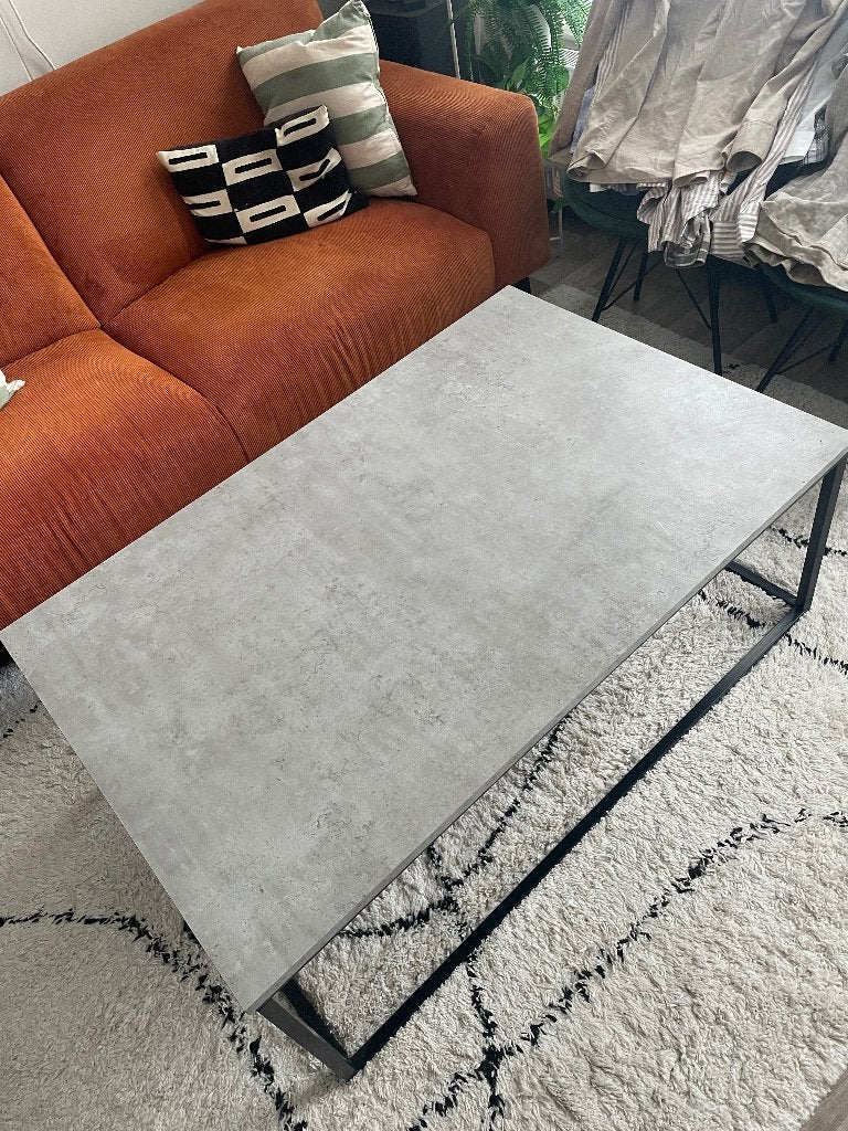 Grijze salontafel marmerlook, Ophalen, Gebruikt, 100 tot 150 cm, 50 tot 100 cm