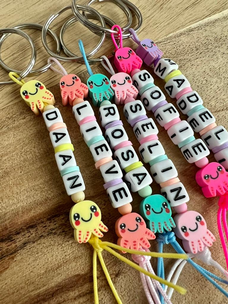 Octopus sleutelhangers met naam traktatie op school, Ophalen of Verzenden, Nieuw