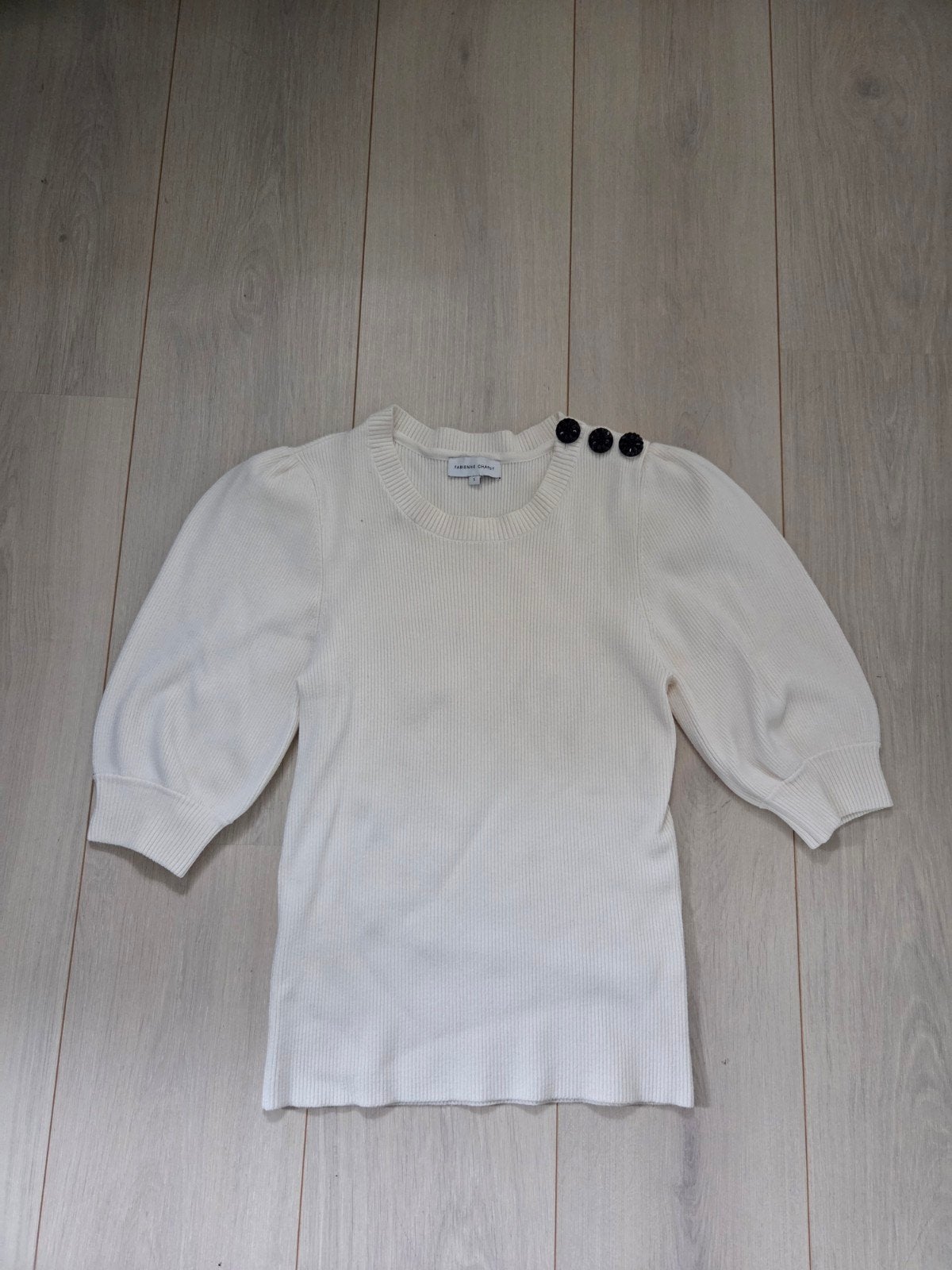 Fabienne Chapot S 36 wit creme trui korte mouwen pofmouwen, Wit, Ophalen of Verzenden, Zo goed als nieuw, Maat 36 (S)