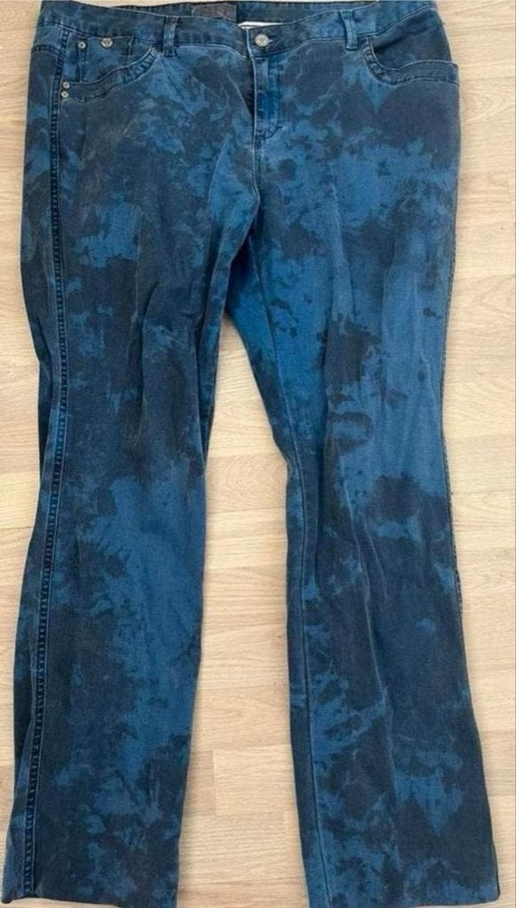 Straight leg jeans met ruitenprint - Maat 44, Ophalen of Verzenden, Zo goed als nieuw, Blauw