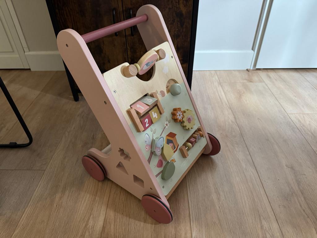 Houten loopwagen Little Dutch met activiteitenbord - Roze, Ophalen of Verzenden, Zo goed als nieuw, Overige typen, Met wieltjes