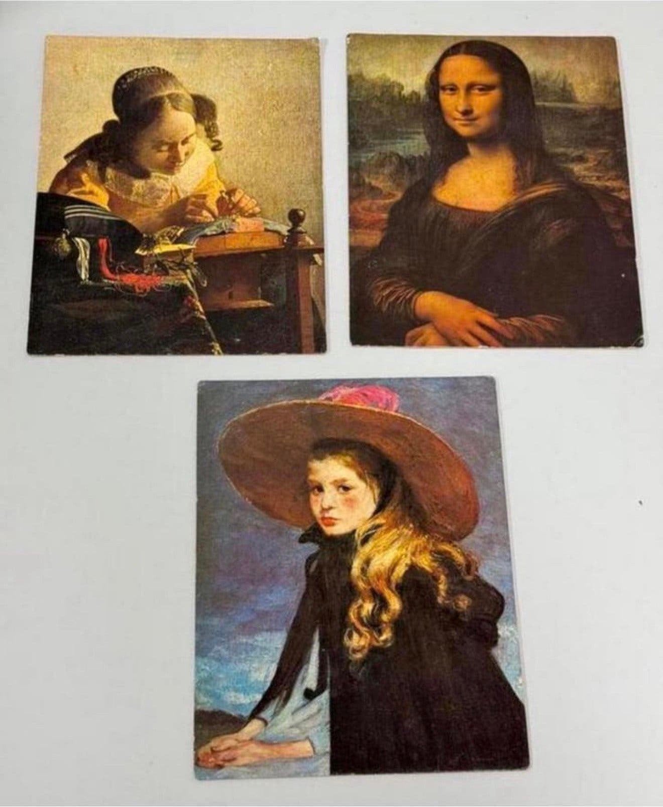 3x Vintage Kunst print art schilderij Mona Lisa Henriette, Ophalen of Verzenden