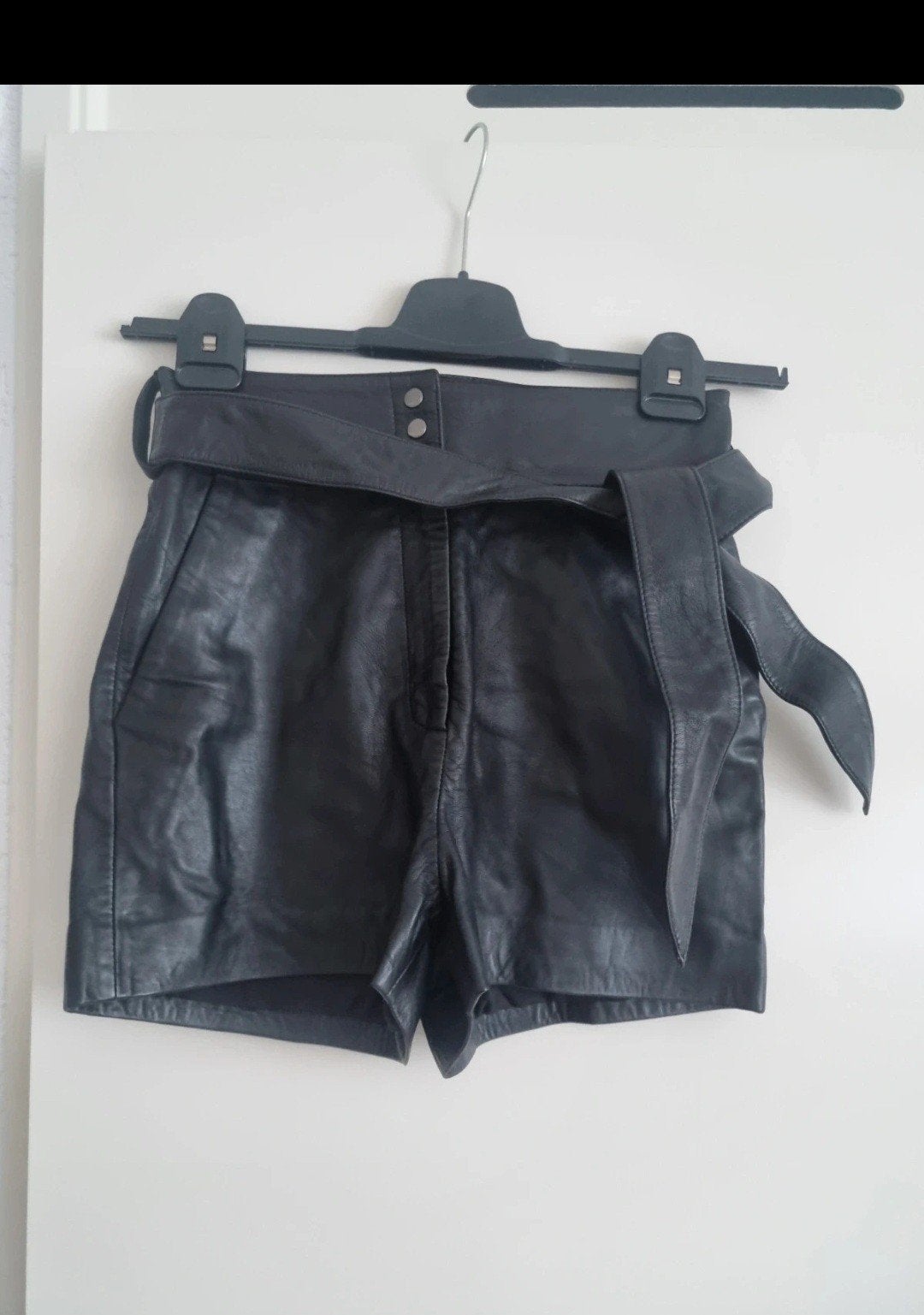 kort leer broekje, Ophalen, Zwart, Zo goed als nieuw, Maat 34 (XS) of kleiner