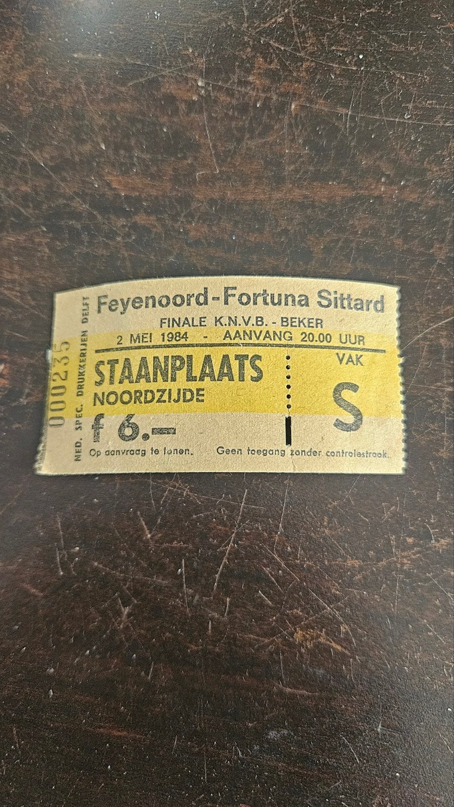 Toegangskaart bekerfinale 1984 Feyenoord - Fortuna Sittard, Ophalen of Verzenden, Gebruikt, Feyenoord