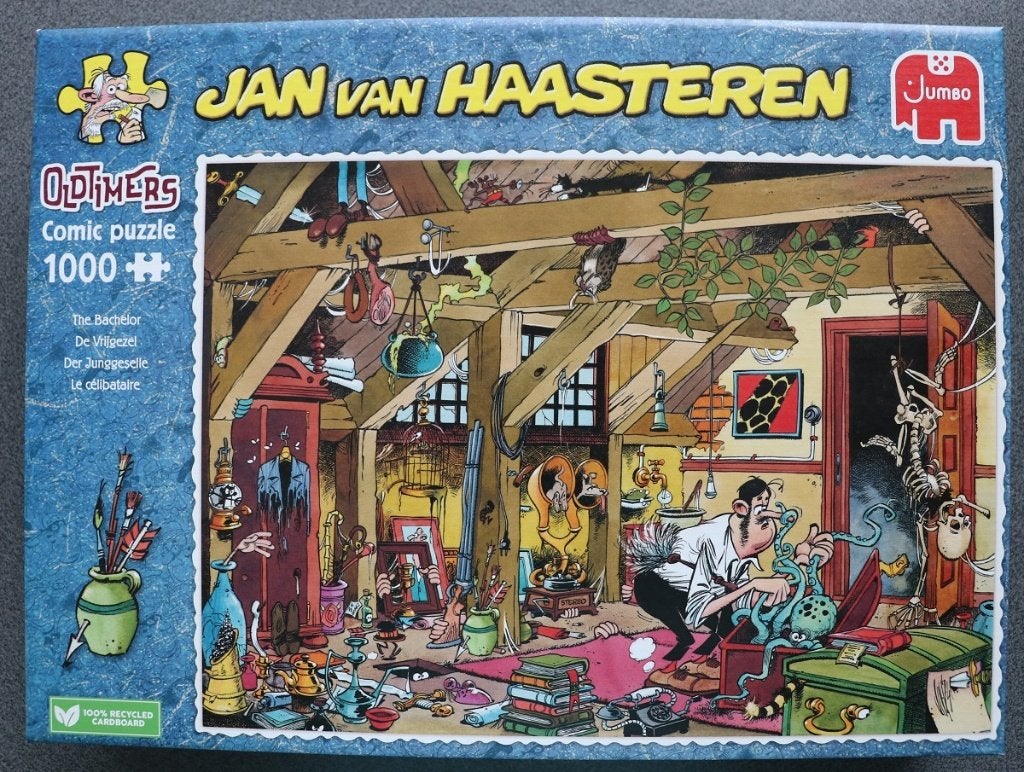 Jan van Haasteren oldtimers: De vrijgezel, Jumbo legpuzzel, Ophalen of Verzenden, 500 t/m 1500 stukjes, Zo goed als nieuw, Legpuzzel