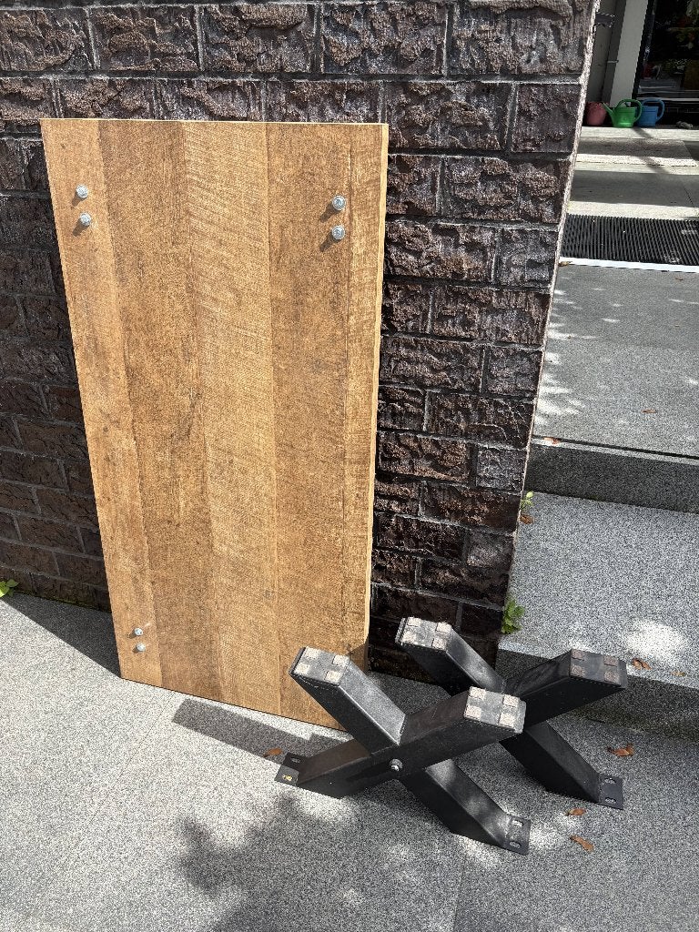 Houten salontafel met X-poten, Huis en Inrichting, Tafels | Salontafels, Ophalen, 50 tot 100 cm, 150 tot 200 cm, Overige houtsoorten