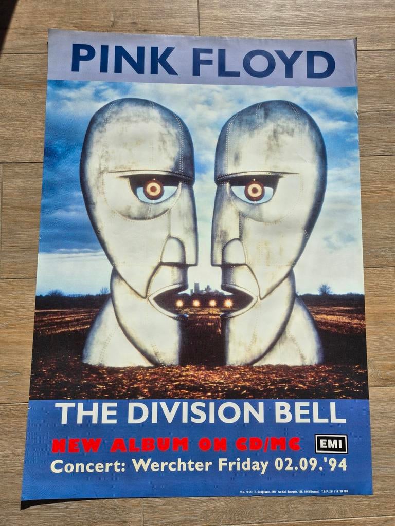 Pink Floyd - The Division Bell Poster -Zeldzaam- new album, Verzamelen, Ophalen of Verzenden, Zo goed als nieuw, Muziek