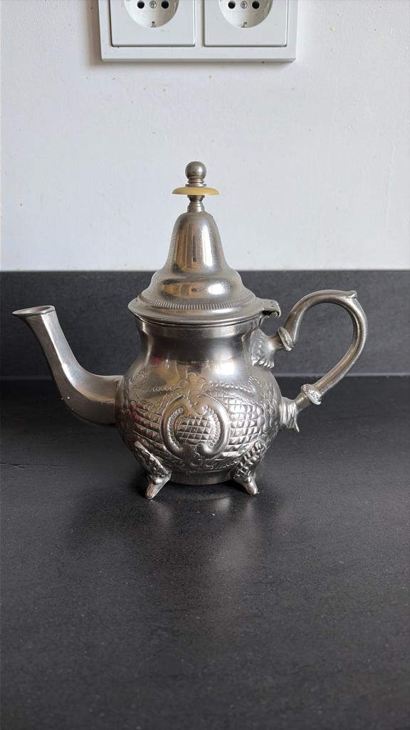 Vintage Marokkaanse theepot, zilverkleurig, gedetailleerd, Ophalen of Verzenden