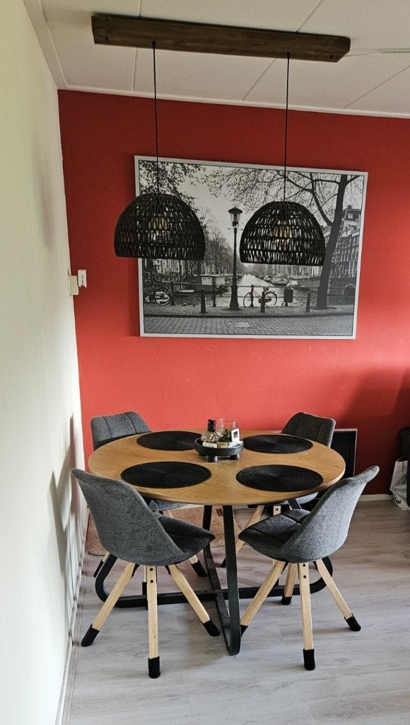 Eettafel rond met stoelen, Huis en Inrichting, Tafels | Eettafels, Ophalen, Rond, Zo goed als nieuw, Vier personen