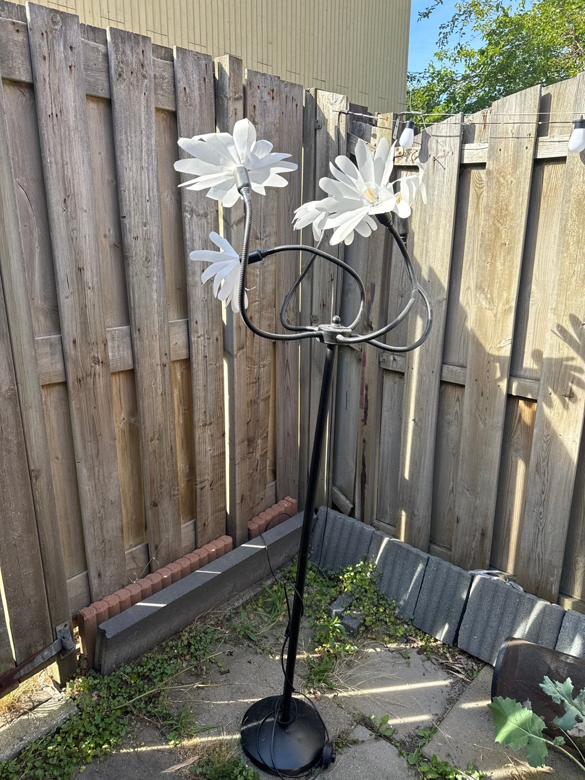 Unieke bloemen staande lamp - sfeervolle verlichting, Kunststof, Gebruikt, Overige fittingen, Ophalen of Verzenden