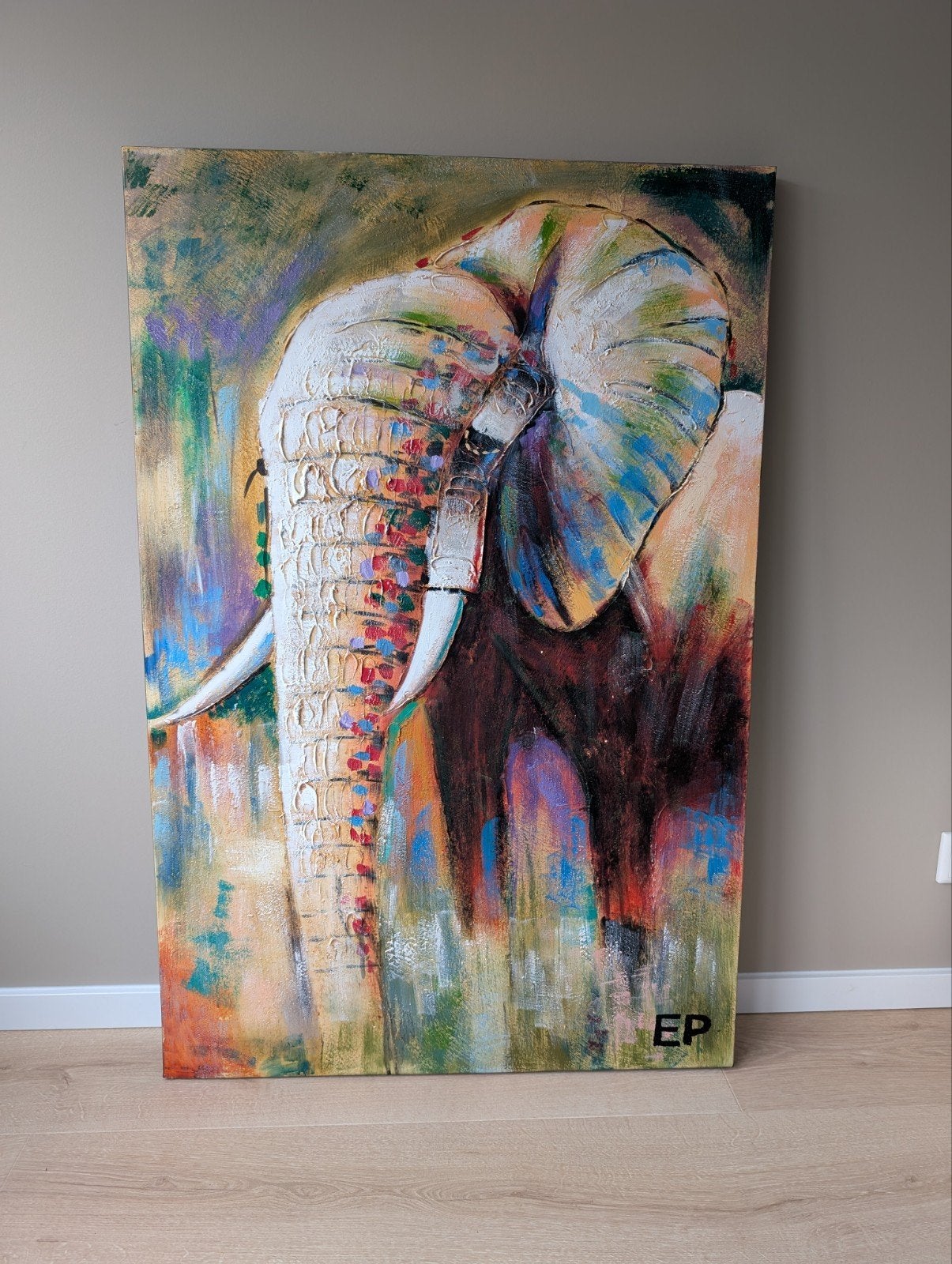 olieverf schilderij olifant, Ophalen