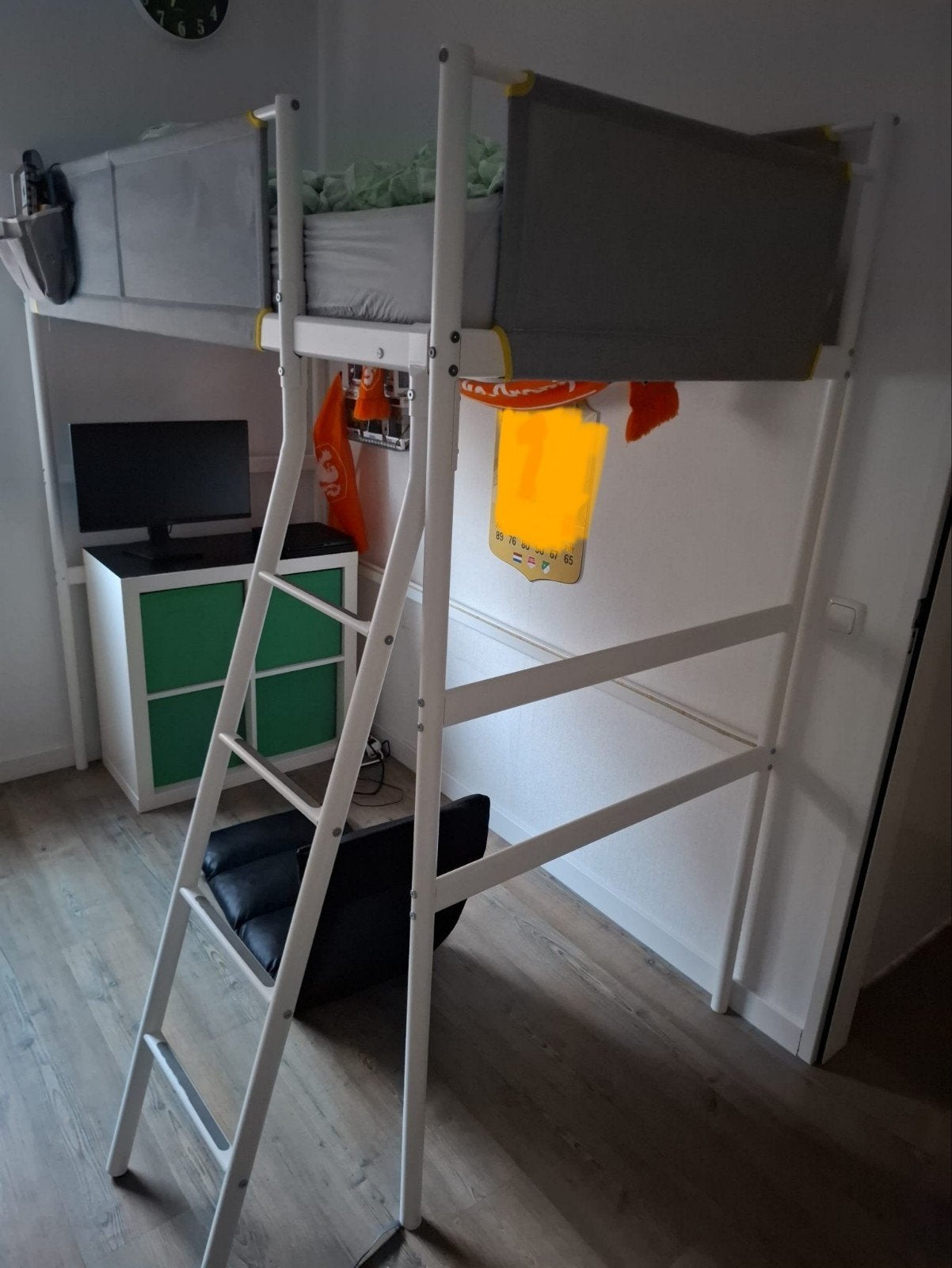 Ikea VITVAL hoogslaper, 90x200 cm, wit/lichtgrijs, Huis en Inrichting, Ophalen, Gebruikt, Eenpersoons, 200 cm