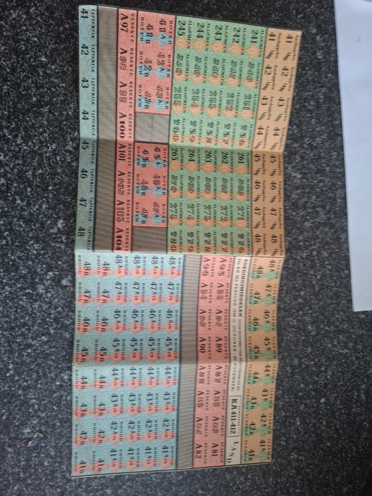 Zeldzame Nederlandse Bonkaarten WOII (1944), Verzamelen, Ophalen of Verzenden