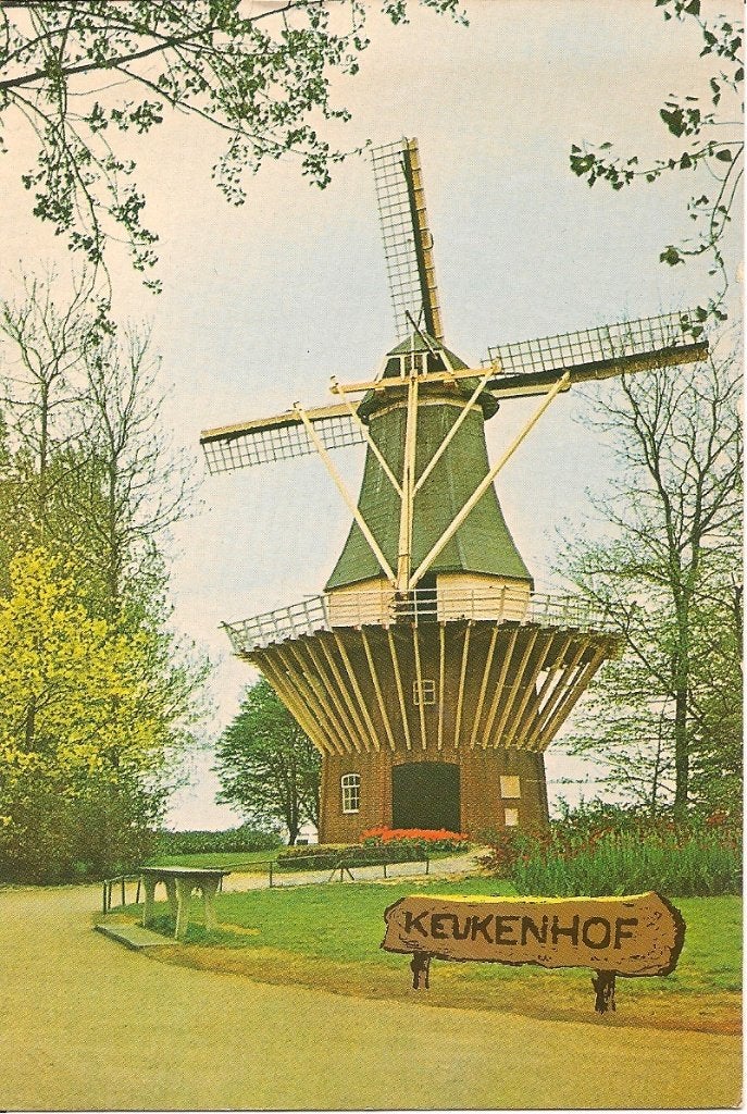 Ansichtkaart Keukenhof Lisse-Holland Molen, Ophalen of Verzenden, 1960 tot 1980, Ongelopen, Zuid-Holland