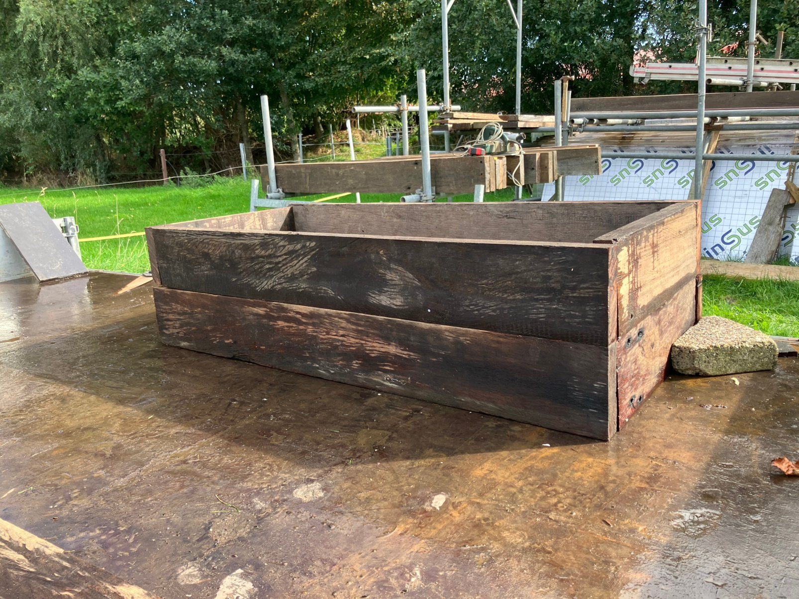 Bloembakken- tuinbanken- 5 - 6 cm dik hardhout alle maten, Planken, Ophalen of Verzenden, Zo goed als nieuw, Hardhout
