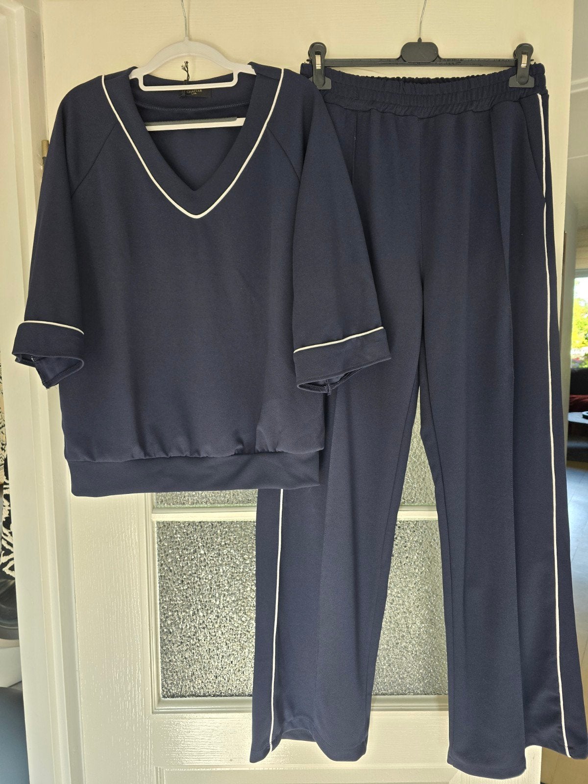 nieuw 2delig pak chastar lxl donkerblauw, Kleding | Dames, Ophalen of Verzenden, Nieuw, Maat 42/44 (L), Blauw