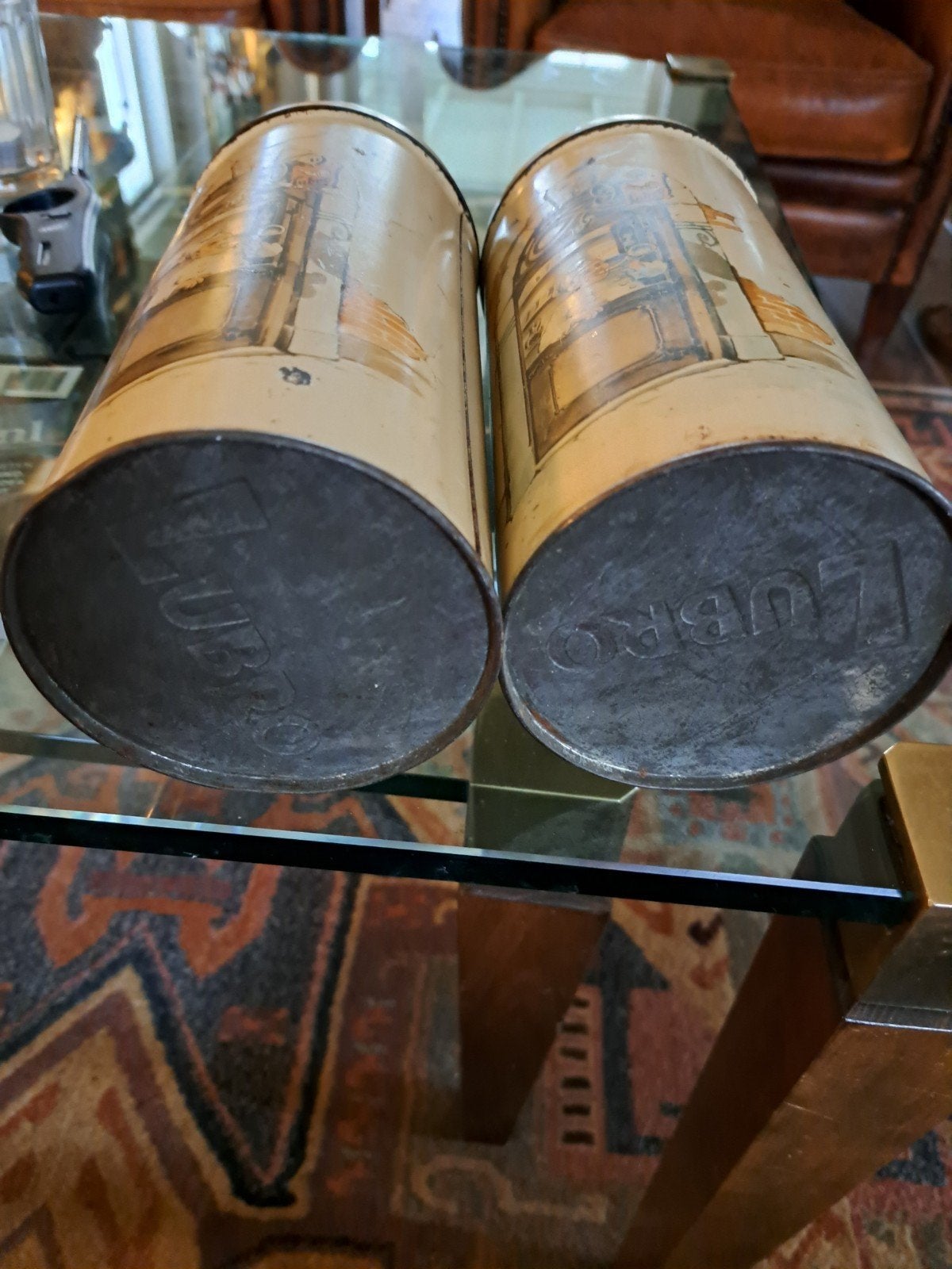 Brocante Lubro blikken, Ophalen of Verzenden