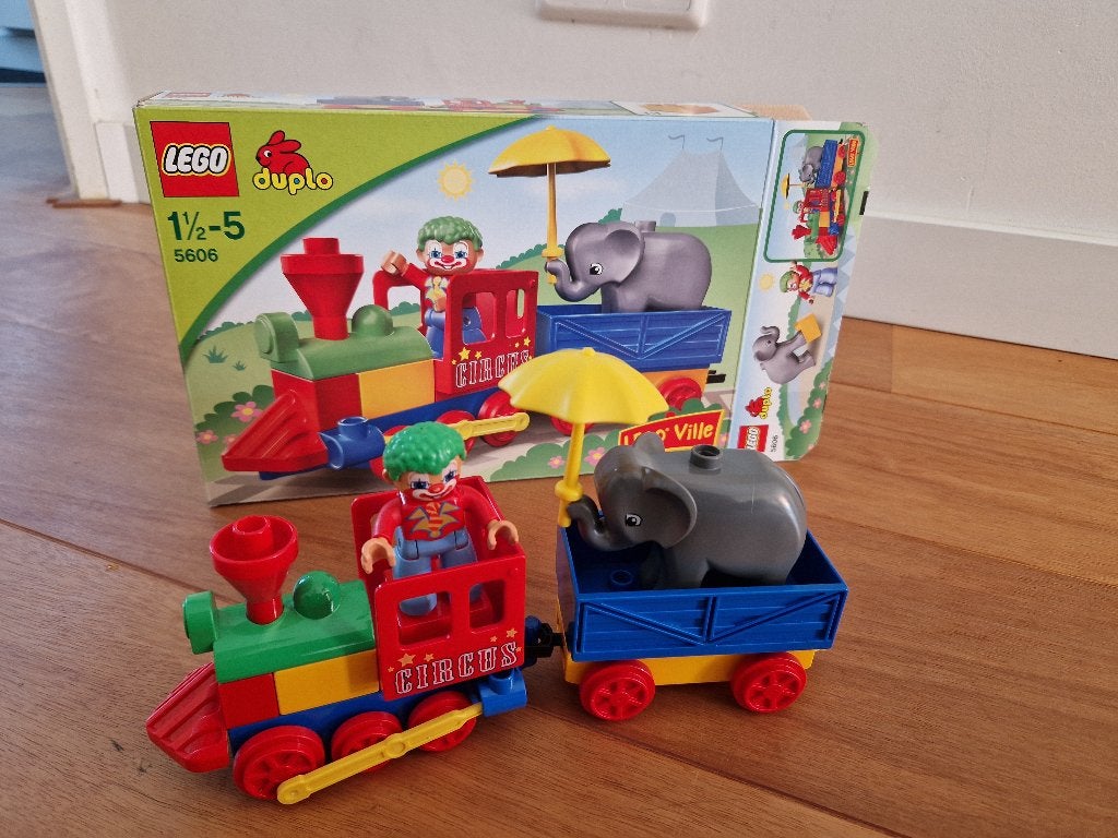Lego Duplo Circus Trein met Olifant en Clown (Set 5606), Overige thema's, Ophalen of Verzenden, Zo goed als nieuw, Duplo