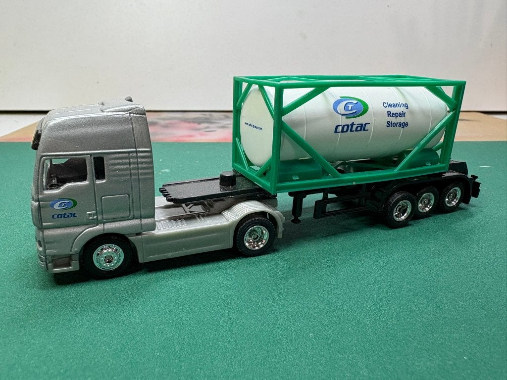Man trekker met cotac container IMG6854/5/6/7, Hobby en Vrije tijd, Modelauto's | 1:87, Ophalen of Verzenden, Nieuw, Bus of Vrachtwagen