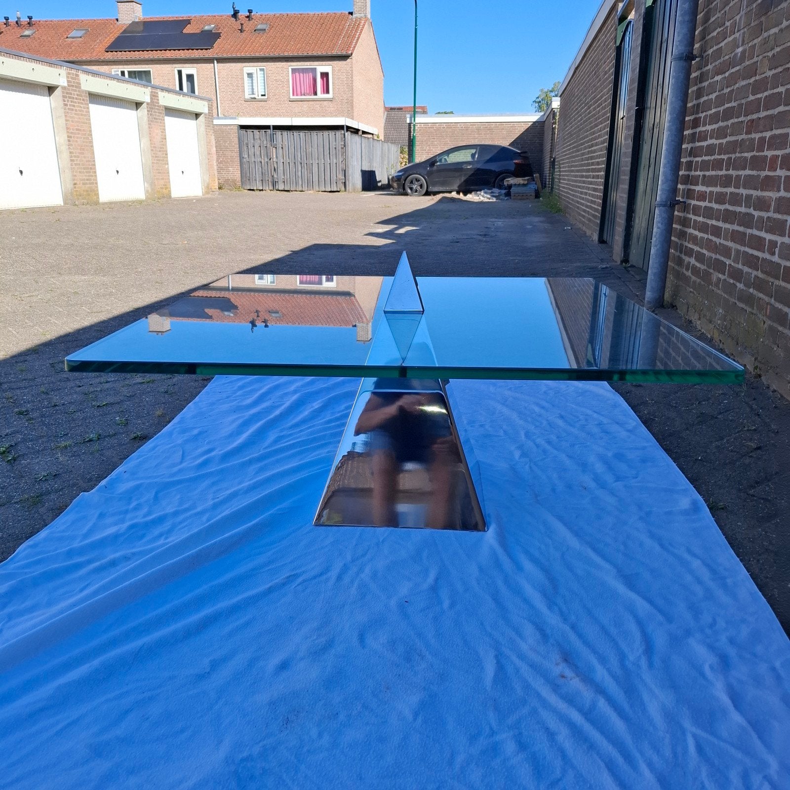 Design salontafel 100x100 uniek exemplaar., Ophalen, Rechthoekig, 100 tot 150 cm, 50 tot 100 cm