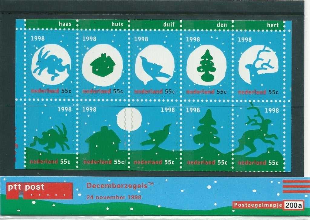 Postzegelmapjes nummer 200a+200b - Decemberzegels-jaar 1998., Verzenden, Na 1940, Postfris