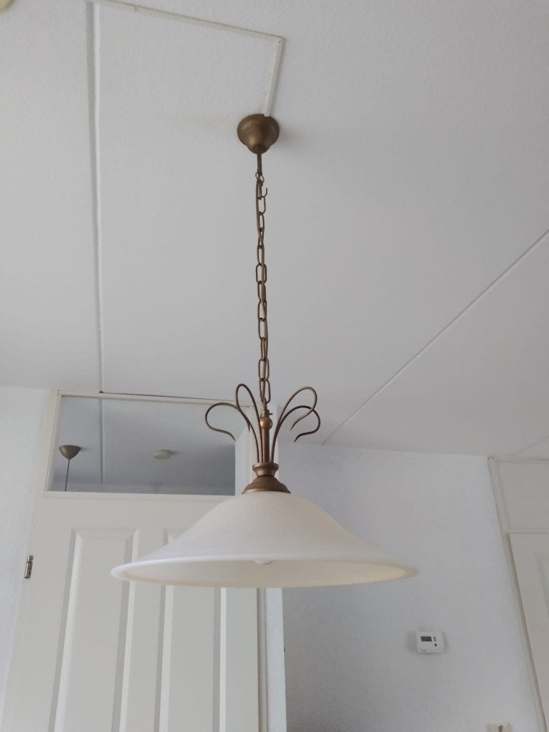 woonkamer-hang lampen  + schemer-lampen, {muur + staand}, Ophalen, Overige fittingen, Zo goed als nieuw, 1xvoor grote tafel,/1x voor kleine tafel
