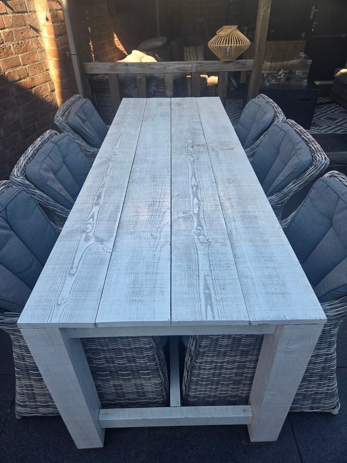 Stevige houten tuintafel(zonder stoelen), Ophalen, Gebruikt, Rechthoekig, Hout