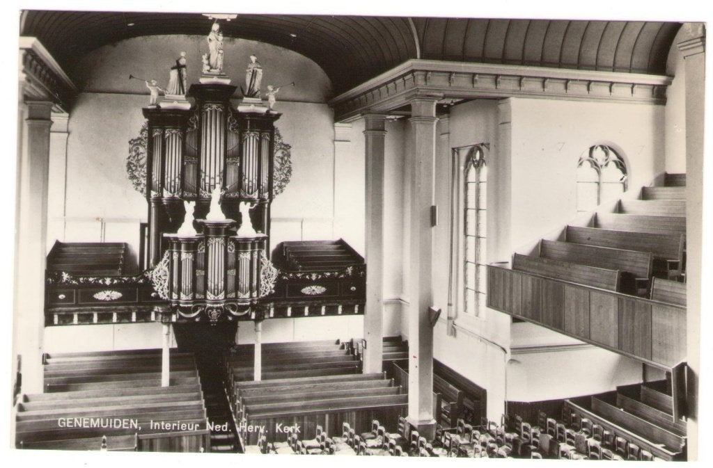 Ansichtkaart Genemuiden Interieur N.H. Kerk, Ophalen of Verzenden, 1960 tot 1980, Gelopen, Overijssel