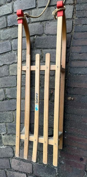 Houten Davos Rodel Slee met touw, Kinderen en Baby's, Ophalen, Gebruikt, Hout