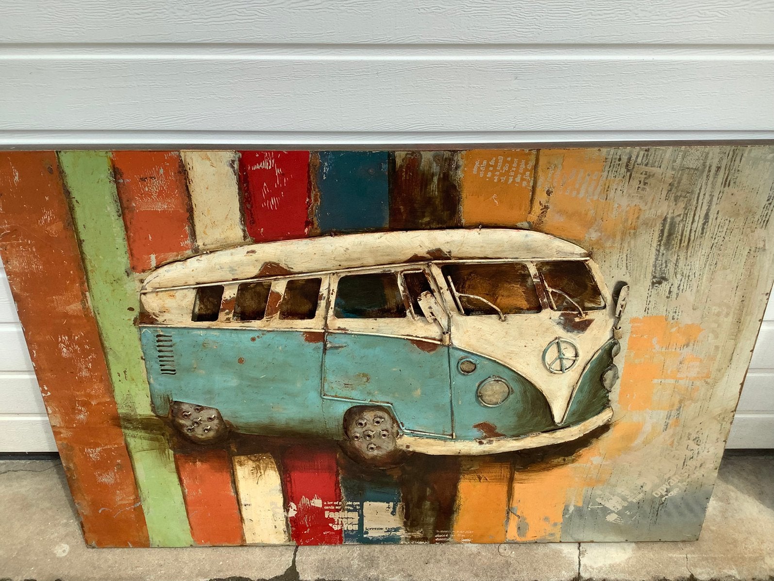 Grote metalen VW volkswagen bus schilderij wanddecoratie, Ophalen, Zo goed als nieuw, 100 tot 125 cm, Schilderij