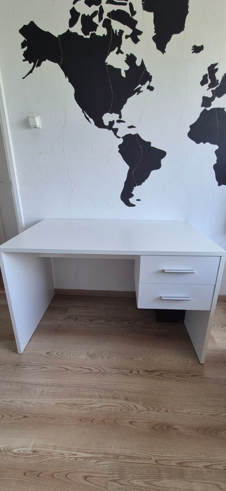 Wit bureau met lades - Ideaal voor thuiswerkplek, Ophalen, Met lades, Gebruikt, Spaanplaat of MDF