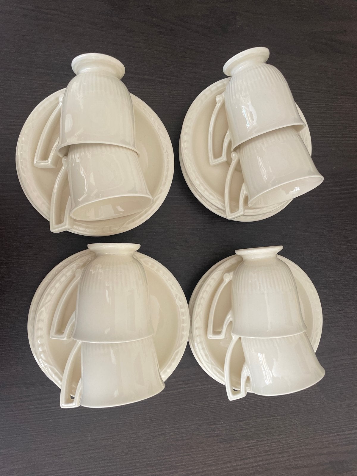 Recamier Royal Creamware kop en schotel set (8 stuks), Ophalen, Overige merken, Zo goed als nieuw, Kop(pen) en/of Schotel(s)