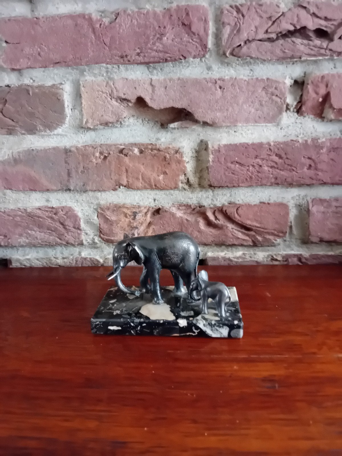 WWF Afrikaanse Olifant met Jong - Verzilverd Beeldje, Ophalen, Gebruikt, Wild dier, Beeldje of Figuurtje